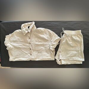 SHEIN Beige Linen Two-Piece set